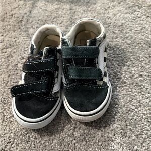 Vans Kids Black and White Velcro Sneakers